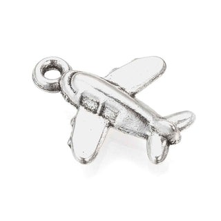 Dije Avión 3D Estilo Tibetano Tono Plata Envejecida 15.5x13.5mm | 12 uds