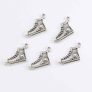 Dije de Zapatilla Estilo Tibetano de Plata Envejecida para Bisutería Urbana, 12x16 mm - 12 uds