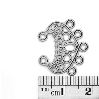 Chandelier Corona Calada con Lágrimas y Borde Punteado Aleación Tono Plata Envejecida 22x19x2.5mm | 6 uds