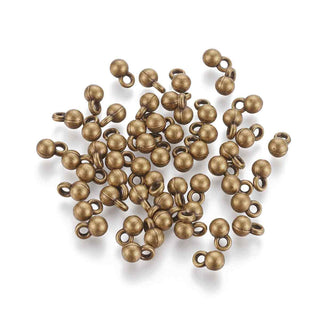 Mini Dije Bolita Tono Bronce Envejecido 8x5mm | 18 uds