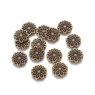 Colgante Enlace Flor Filigrana Tono Bronce Envejecido 14.5x2mm | 10 uds