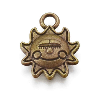 Dije Sol "Hecho con una Sonrisa" Tono Bronce Envejecido 16x12.5x2mm | 8 uds