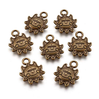 Dije Sol "Hecho con una Sonrisa" Tono Bronce Envejecido 16x12.5x2mm | 8 uds