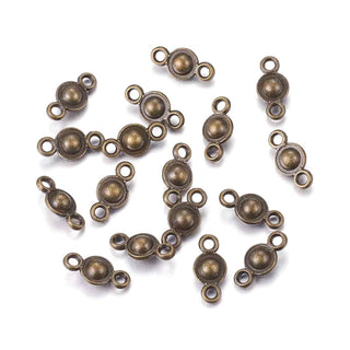 Conector Bola en Relieve con 2 Argollas Laterales Estilo Tibetano Aleación Tono Bronce Envejecido 10.5x5x3.4mm | 30 uds