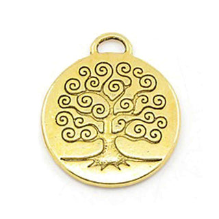 Dije Árbol de la Vida de Aleación Estilo Tibetano Tono Oro Envejecido 28x24x2mm | 2 uds