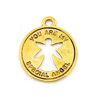 Dije Medallón Ángel con Mensaje de Aleación Estilo Tibetano Tono Oro Envejecido 22x19x1mm | 8 uds