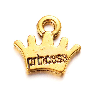 Dije Corona de Aleación Estilo Tibetano Tono Oro Envejecido 13x10,5x2mm | 10 uds