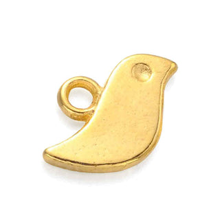 Mini Dije Pájaro de Aleación Estilo Tibetano Tono Oro Envejecido 7x11x1mm | 7 uds