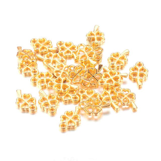 Mini Dije Trébol de Aleación Tono Oro 10x6x1mm | 18 uds