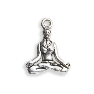 Dije Posición de Yoga Meditación Tono Plata Envejecida 20x16mm | 4 uds