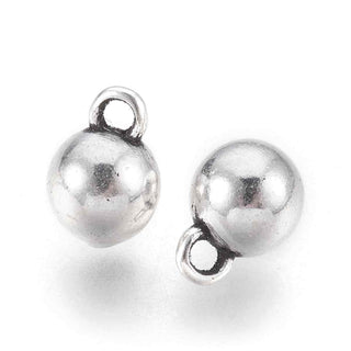 Dije Bola Redonda Estilo Tibetano Tono Plata Envejecida 8.5x6mm | 9 uds