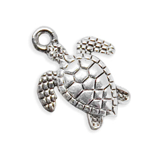 Dije Tortuga Marina Estilo Tibetano Tono Plata Envejecida 16x12.5mm | 10 uds