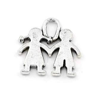 Dije Pareja Tomada de la Mano Estilo Tibetano Tono Plata Envejecida 21x20mm | 3 uds