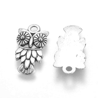 Dije Búho Ave Mística Estilo Tibetano Tono Plata Envejecida 20x11mm | 6 uds