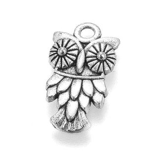 Dije Búho Ave Mística Estilo Tibetano Tono Plata Envejecida 20x11mm | 6 uds