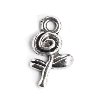Dije Flor Estilo Tibetano Tono Plata Envejecida 15.5x9.5mm | 6 uds