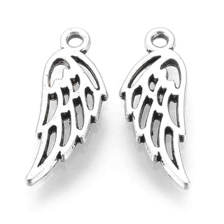 Dije Mini Alas de Ángel Estilo Tibetano Tono Plata Envejecida 13x5mm | 25 uds