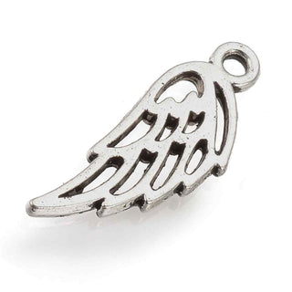 Dije Mini Alas de Ángel Estilo Tibetano Tono Plata Envejecida 13x5mm | 25 uds