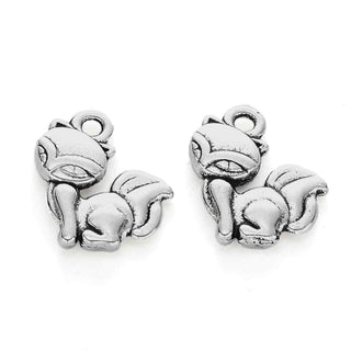 Dije Zorrito del Bosque Estilo Tibetano Tono Plata Envejecida 15x11.5mm | 10 uds