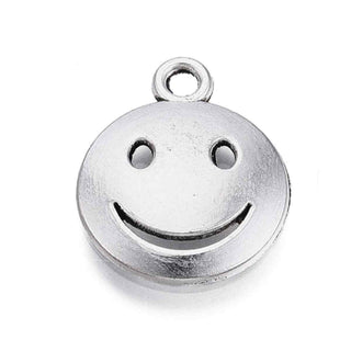 Dije Cara Sonriente Smile Estilo Tibetano Tono Plata Envejecida 19x15.5mm | 8 uds