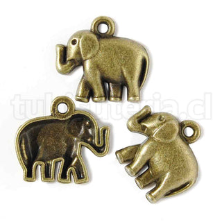 Colgante de aleación de zinc estilo tibetano, elefante, 20 mm.