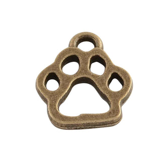 Mini Dije Patita de Perro Estilo Tibetano Tono Bronce Envejecido 13x11x1.5mm | 12 uds