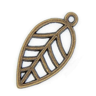 Dije Hoja Estilo Tibetano Tono Bronce Envejecido 23x12x1mm | 10 uds