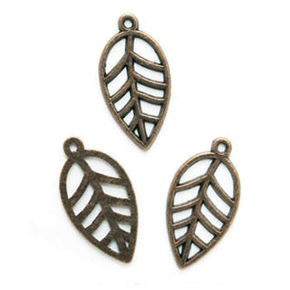 Dije Hoja Estilo Tibetano Tono Bronce Envejecido 23x12x1mm | 10 uds