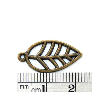 Dije Hoja Estilo Tibetano Tono Bronce Envejecido 23x12x1mm | 10 uds