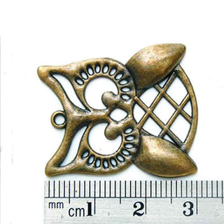 Maxi Dije Búho Estilo Tibetano Tono Bronce Envejecido 31x28x1mm | 3 uds