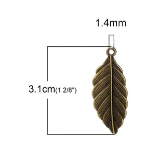 Dije Hoja Tono Bronce Envejecido 31x13x1.9mm | 5 uds