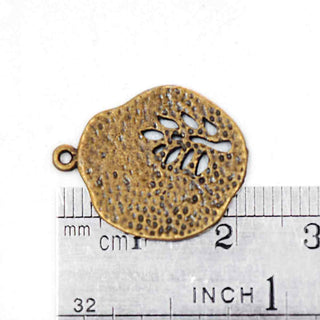 Dije Redondo con Hoja Interior Estilo Tibetano Tono Bronce Envejecido 22x18x1mm | 5 uds