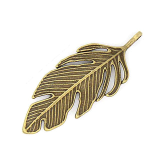 Maxi Dije Pluma / Hoja Tono Bronce Envejecido 62x23x2mm | 1 ud