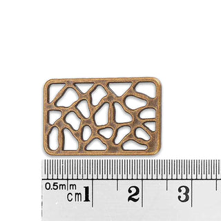 Conector Placa Rectangular Calada con Patrón Orgánico Tipo Piel de Jirafa Aleación Tono Bronce Envejecido 24x15x1mm | 6 uds