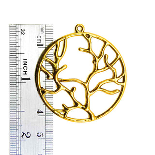 Dije Medallón Árbol de la Vida de Aleación Tono Oro Envejecido 44x40x2mm | 3 uds