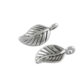 Dije Hoja de Árbol Estilo Tibetano Tono Plata Envejecida 14x7mm | 18 uds