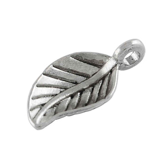 Dije Hoja de Árbol Estilo Tibetano Tono Plata Envejecida 14x7mm | 18 uds