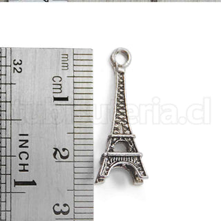 Torre Eiffel 3D, colgante de aleación del zinc estilo tibetano, 24.5x8.5x8.5 mm.