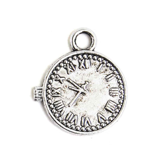Dije Reloj de Bolsillo Estilo Tibetano Tono Plata Envejecida 19x6.5mm | 12 uds