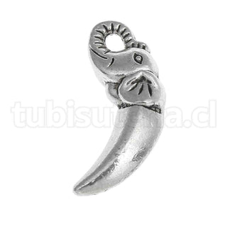 Colgantes de aleación del zinc estilo tibetano, cabeza de elefante en cuerno. 18x7x4 mm.