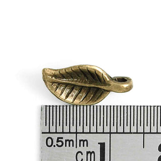 Mini Dije Hoja Estilo Tibetano Tono Bronce Envejecido 14x7x2.5mm | 20 uds