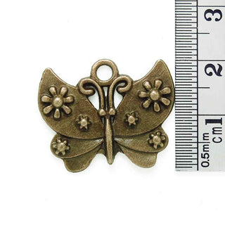 Dije Mariposa con Flores Tono Bronce Envejecido | 3 uds