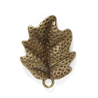 Maxi Dije Hoja Grande Estilo Tibetano Tono Bronce Envejecido 45x35x4mm | 1 ud