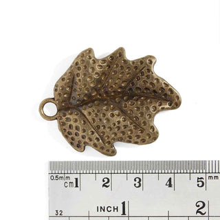 Maxi Dije Hoja Grande Estilo Tibetano Tono Bronce Envejecido 45x35x4mm | 1 ud