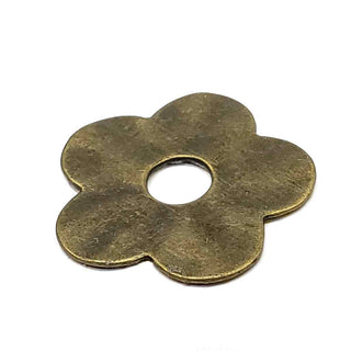 Maxi Dije Flor con Agujero Central Estilo Tibetano Tono Bronce Envejecido 35x35x2mm | 2 uds