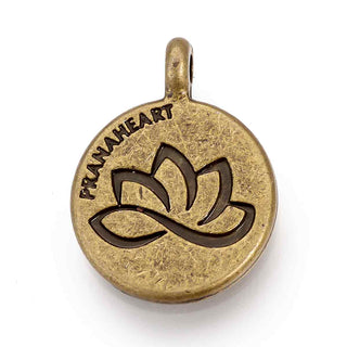 Dije Flor de Loto "Prana Heart" Tono Bronce Envejecido 20x15x2mm | 4 uds