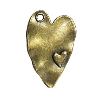 Maxi Dije Corazón Tono Plata Envejecida, Oro Envejecido o Bronce Envejecido 38x24mm | 1 ud