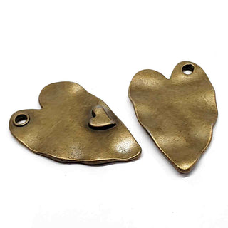 Maxi Dije Corazón Tono Plata Envejecida, Oro Envejecido o Bronce Envejecido 38x24mm | 1 ud