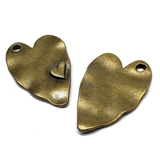 Maxi Dije Corazón Tono Plata Envejecida, Oro Envejecido o Bronce Envejecido 38x24mm | 1 ud