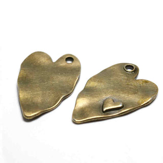 Maxi Dije Corazón Tono Plata Envejecida, Oro Envejecido o Bronce Envejecido 38x24mm | 1 ud